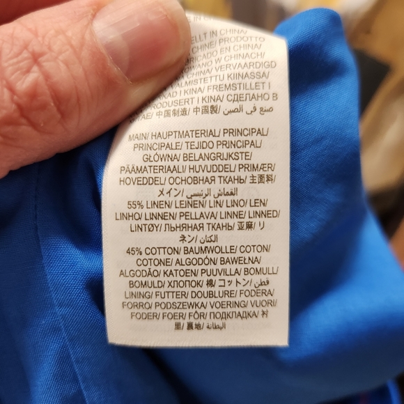 Boden linen cotton wrap blue skirt, embroidered hem, women's 12. - Picture 7 of 10